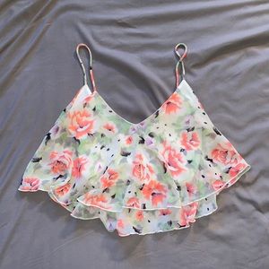 Bebe floral flowy crop top size XS
